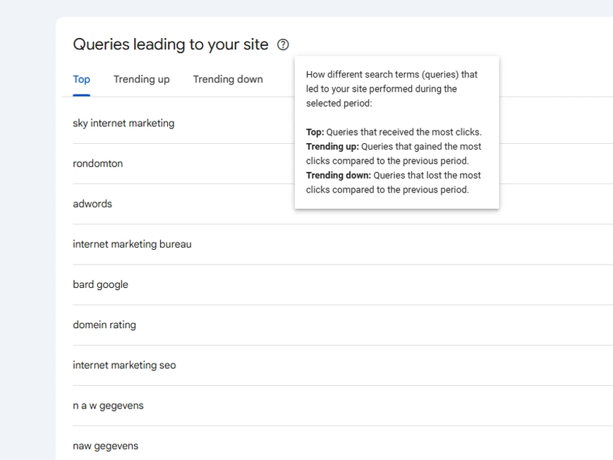 Organische zoektermen Google Search Console Organische zoektermen Google Search Console