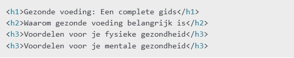 Kopteksten in HTML voorbeeld